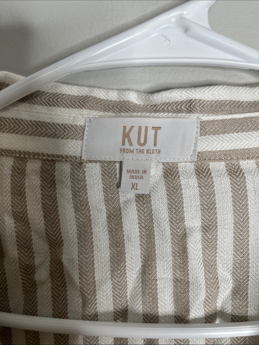 Kut from the Kloth Beige and White Striped Button-Down Top - Picture 2 of 4
